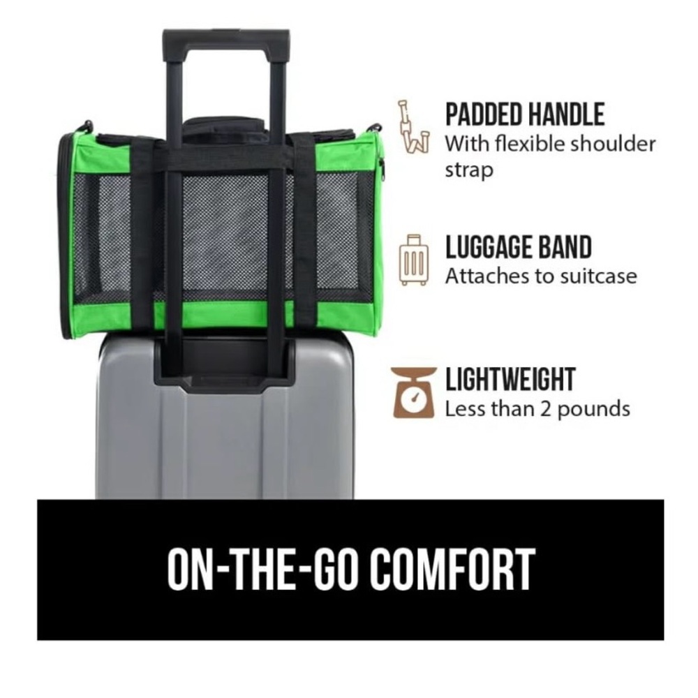 Green and Black Cat Travel Carrier - Picture 5 of 11